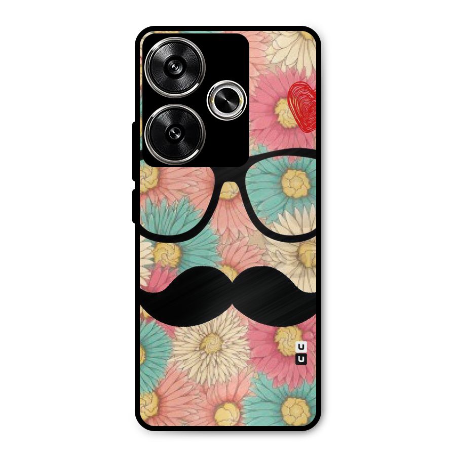 Floral Moustache Metal Back Case for Poco F6