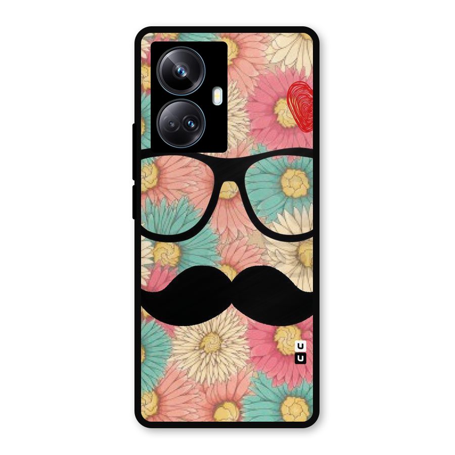 Floral Moustache Metal Back Case for Realme 10 Pro Plus