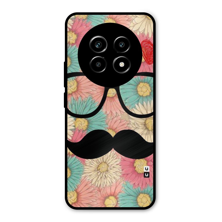 Floral Moustache Metal Back Case for Realme 13 Pro