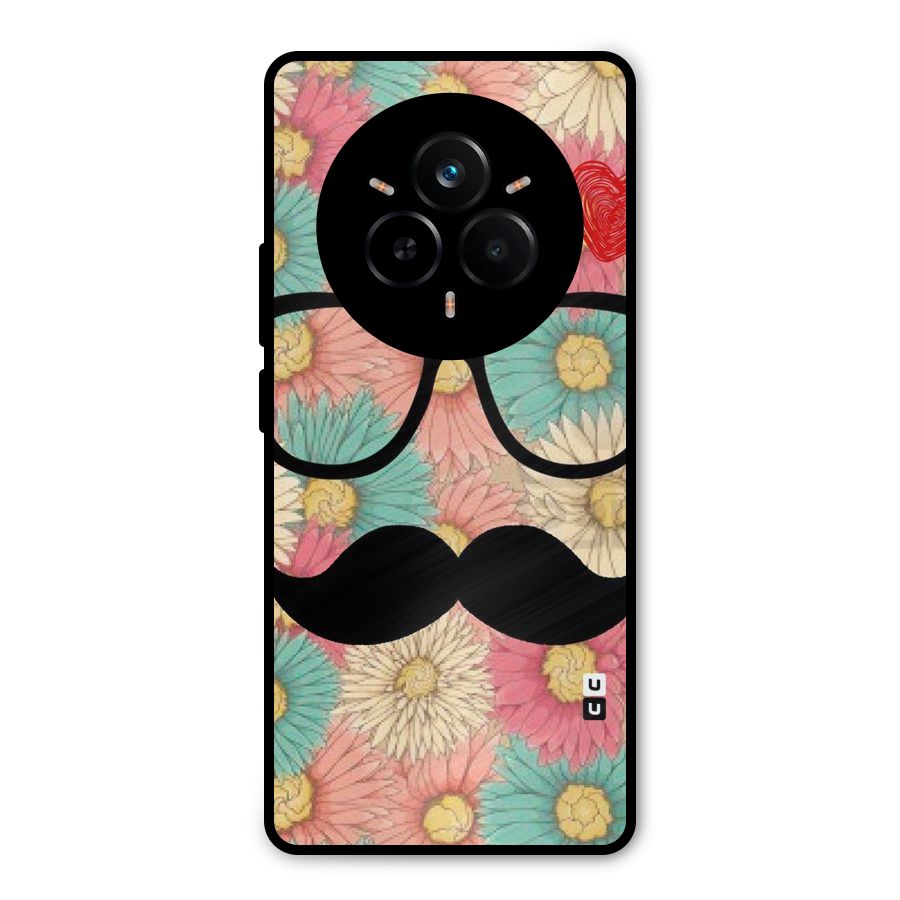 Floral Moustache Metal Back Case for Realme 14 Pro