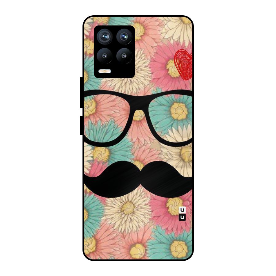 Floral Moustache Metal Back Case for Realme 8 Pro