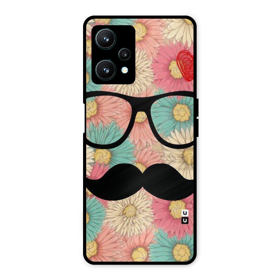 Floral Moustache Metal Back Case for Realme 9 Pro 5G