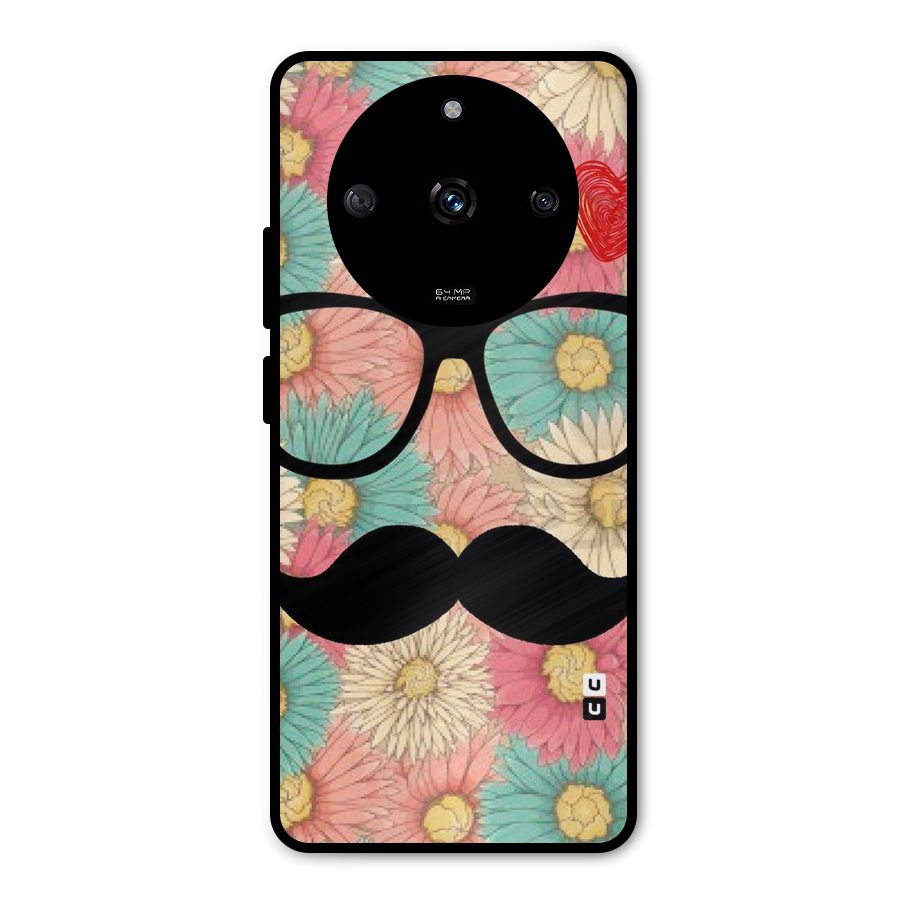 Floral Moustache Metal Back Case for Realme Narzo 60 5G