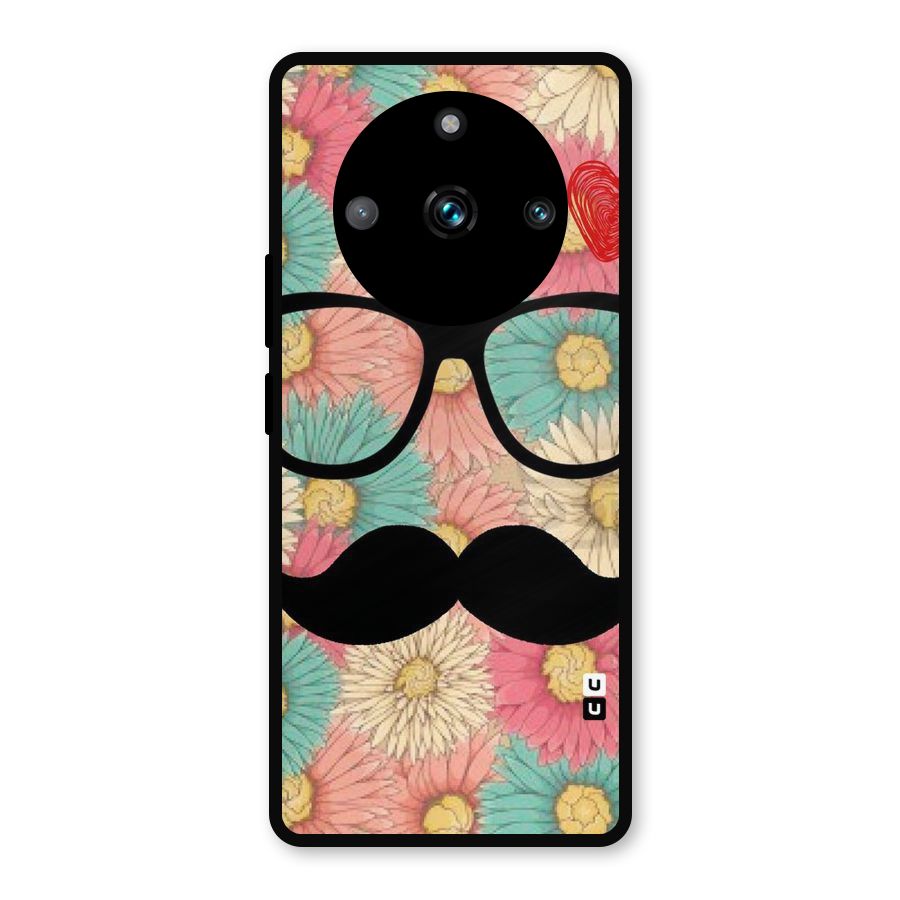 Floral Moustache Metal Back Case for Realme Narzo 60 Pro