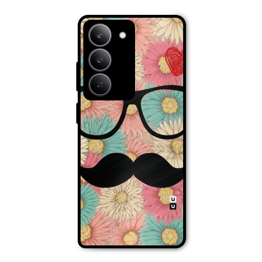 Floral Moustache Metal Back Case for Realme P3x