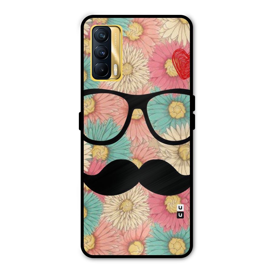 Floral Moustache Metal Back Case for Realme X7