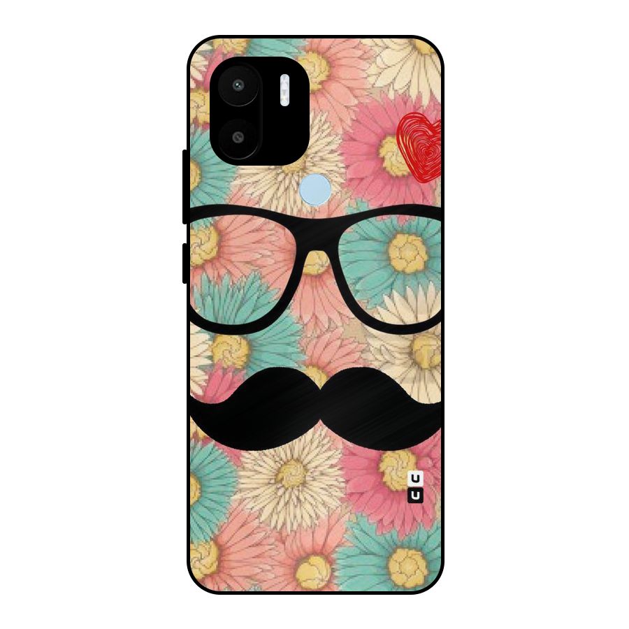Floral Moustache Metal Back Case for Redmi A1+