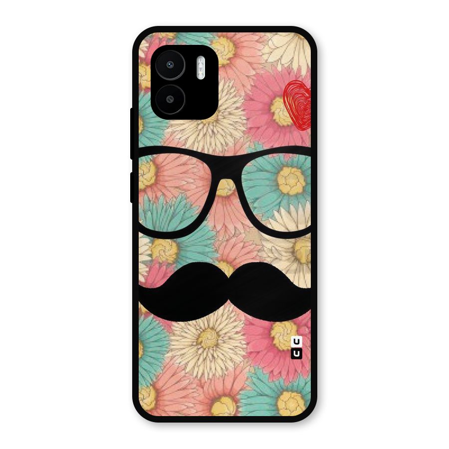 Floral Moustache Metal Back Case for Redmi A1
