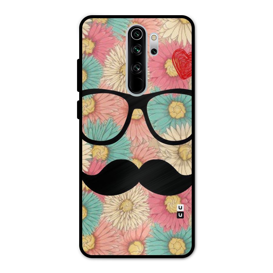 Floral Moustache Metal Back Case for Redmi Note 8 Pro
