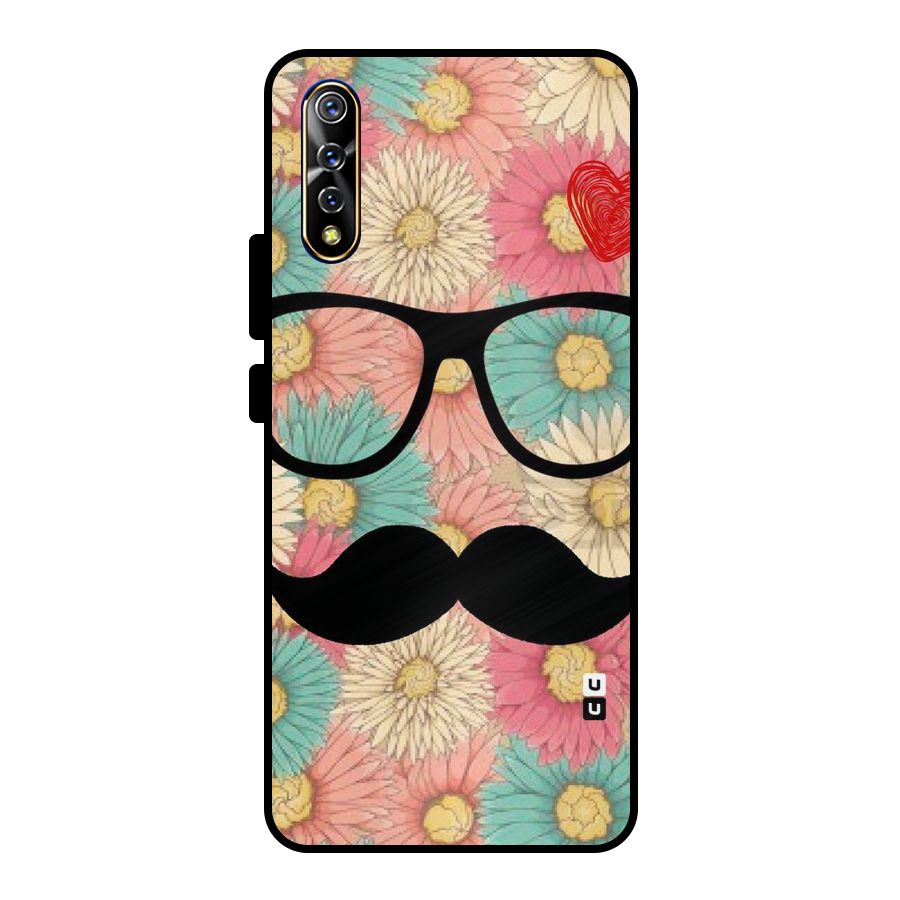 Floral Moustache Metal Back Case for Vivo S1