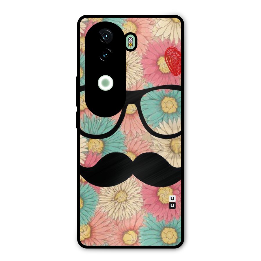 Floral Moustache Metal Back Case for Vivo V40e