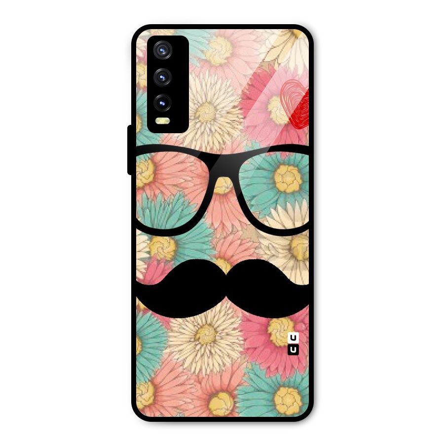 Floral Moustache Metal Back Case for Vivo Y20g