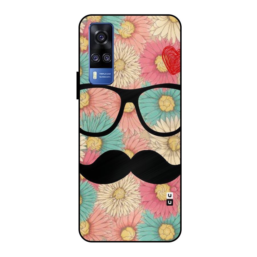 Floral Moustache Metal Back Case for Vivo Y51