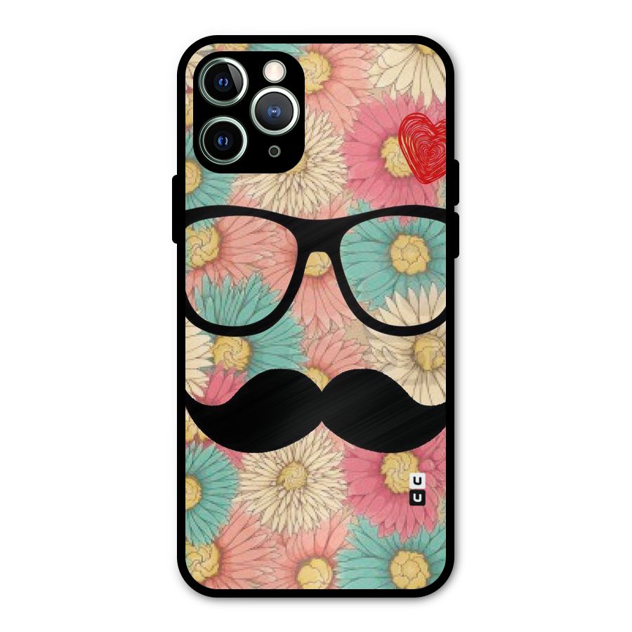 Floral Moustache Metal Back Case for iPhone 11 Pro Max