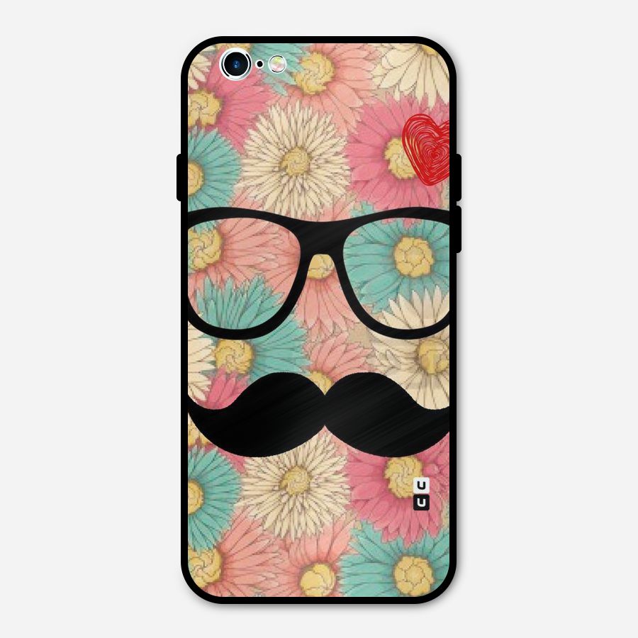 Floral Moustache Metal Back Case for iPhone 6 6s