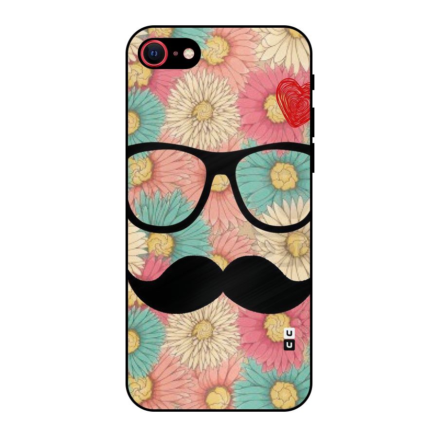 Floral Moustache Metal Back Case for iPhone 7