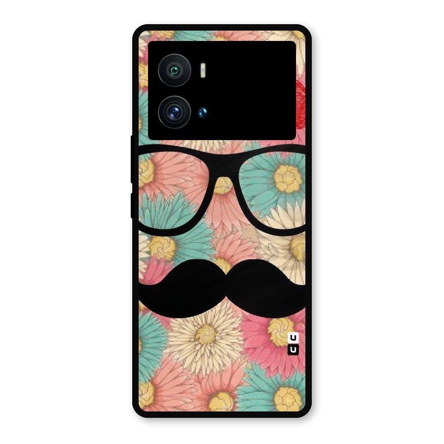 Floral Moustache Metal Back Case for iQOO 9 Pro