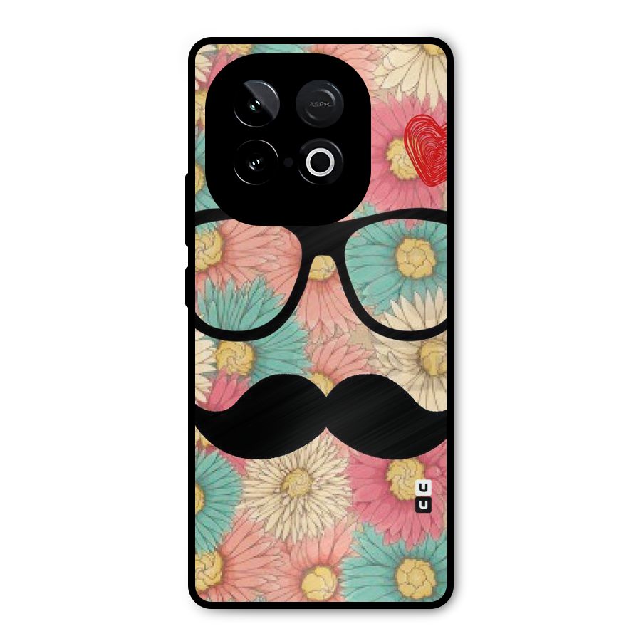 Floral Moustache Metal Back Case for iQOO Neo 10