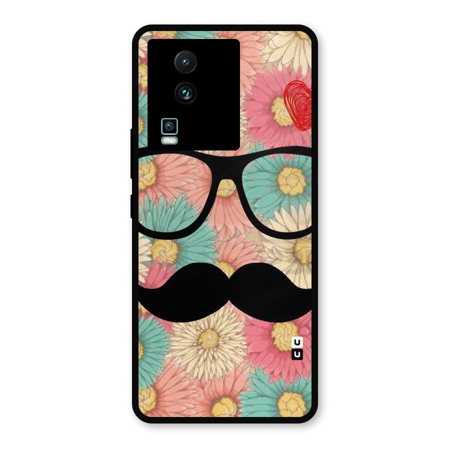 Floral Moustache Metal Back Case for iQOO Neo 7 Pro