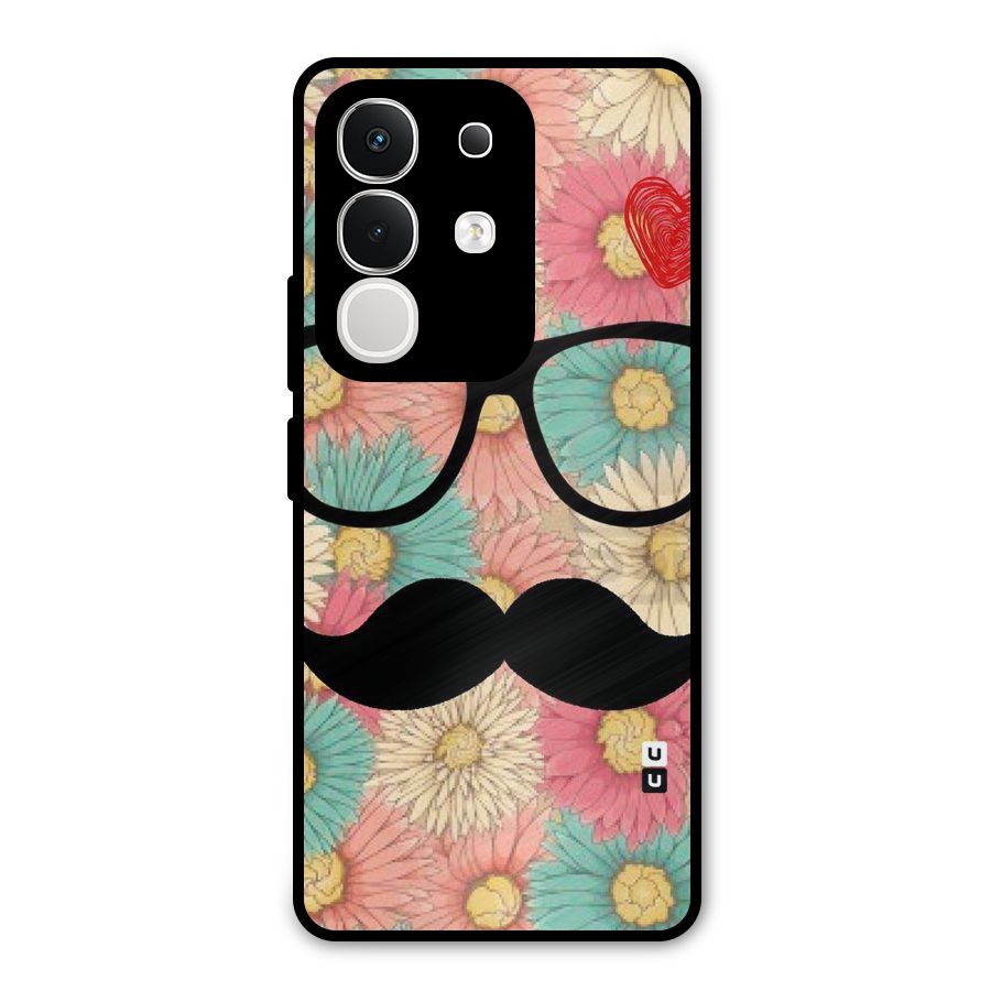 Floral Moustache Metal Back Case for iQOO Z10x