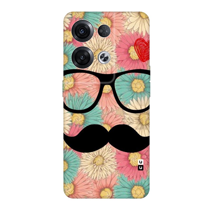 Floral Moustache Original Polycarbonate Back Case for Oppo Reno8 Pro 5G