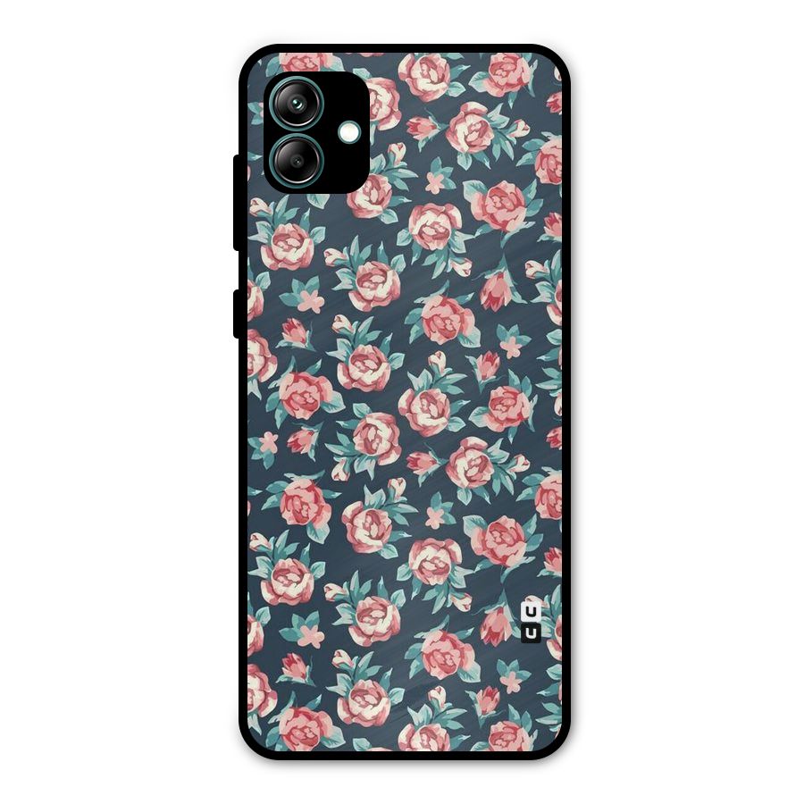 Floral Navy Bloom Metal Back Case for Galaxy A04