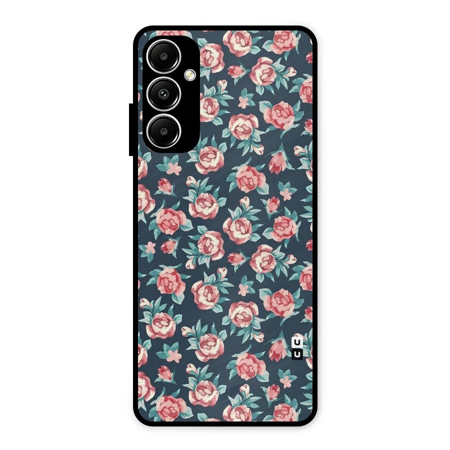 Floral Navy Bloom Metal Back Case for Galaxy A05s