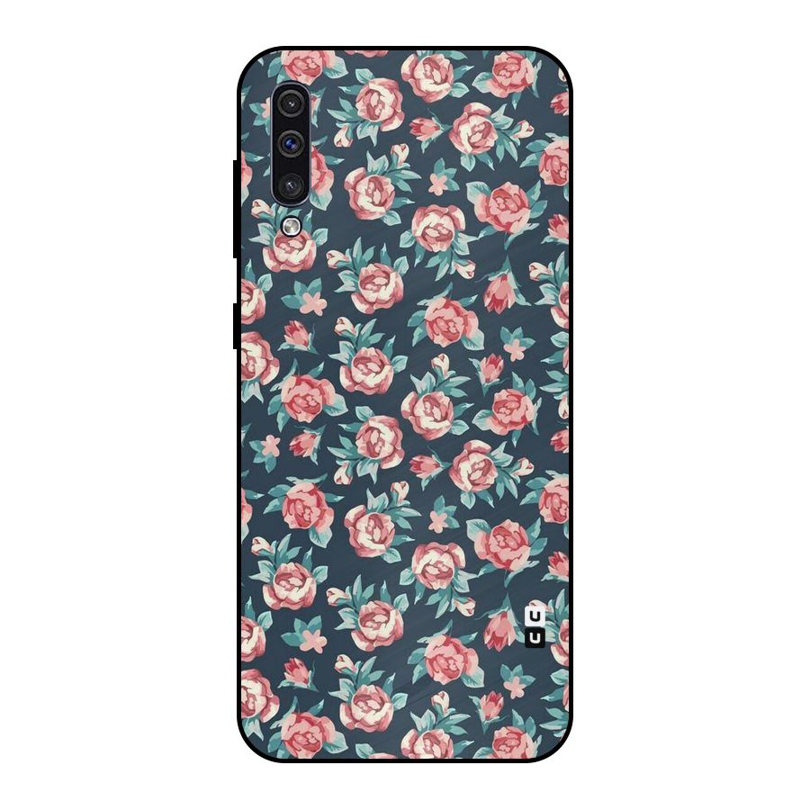 Floral Navy Bloom Metal Back Case for Galaxy A30s