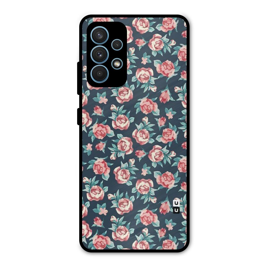 Floral Navy Bloom Metal Back Case for Galaxy A32
