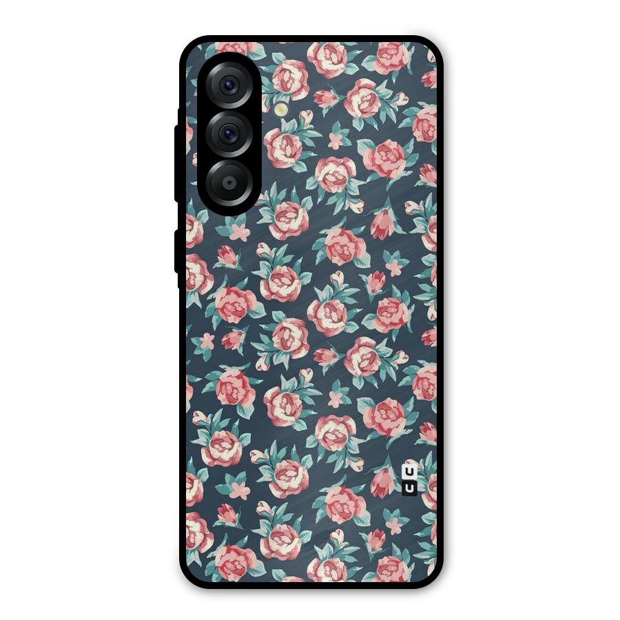 Floral Navy Bloom Metal Back Case for Galaxy A36