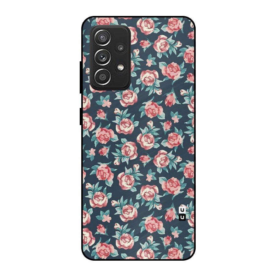 Floral Navy Bloom Metal Back Case for Galaxy A52s 5G
