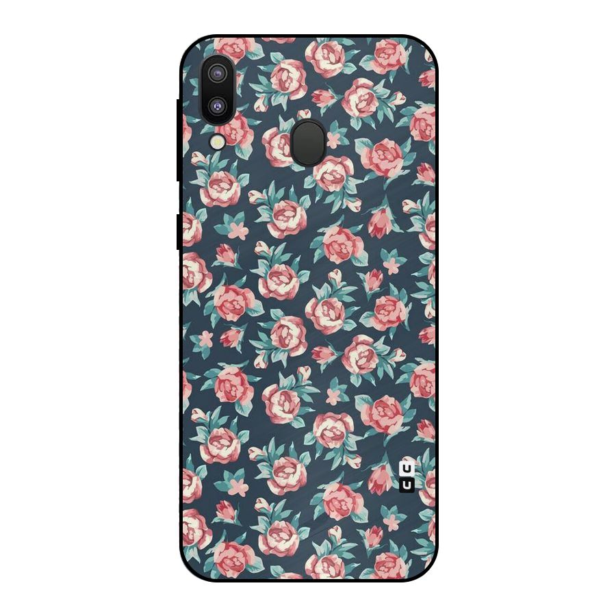Floral Navy Bloom Metal Back Case for Galaxy M20