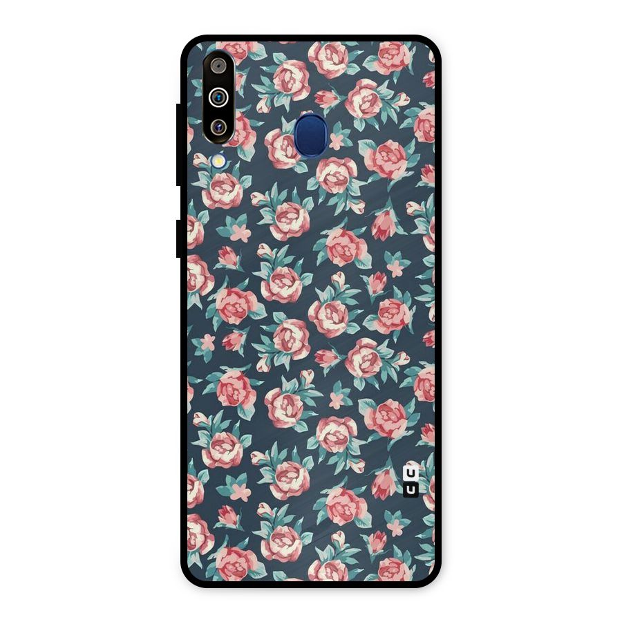 Floral Navy Bloom Metal Back Case for Galaxy M30