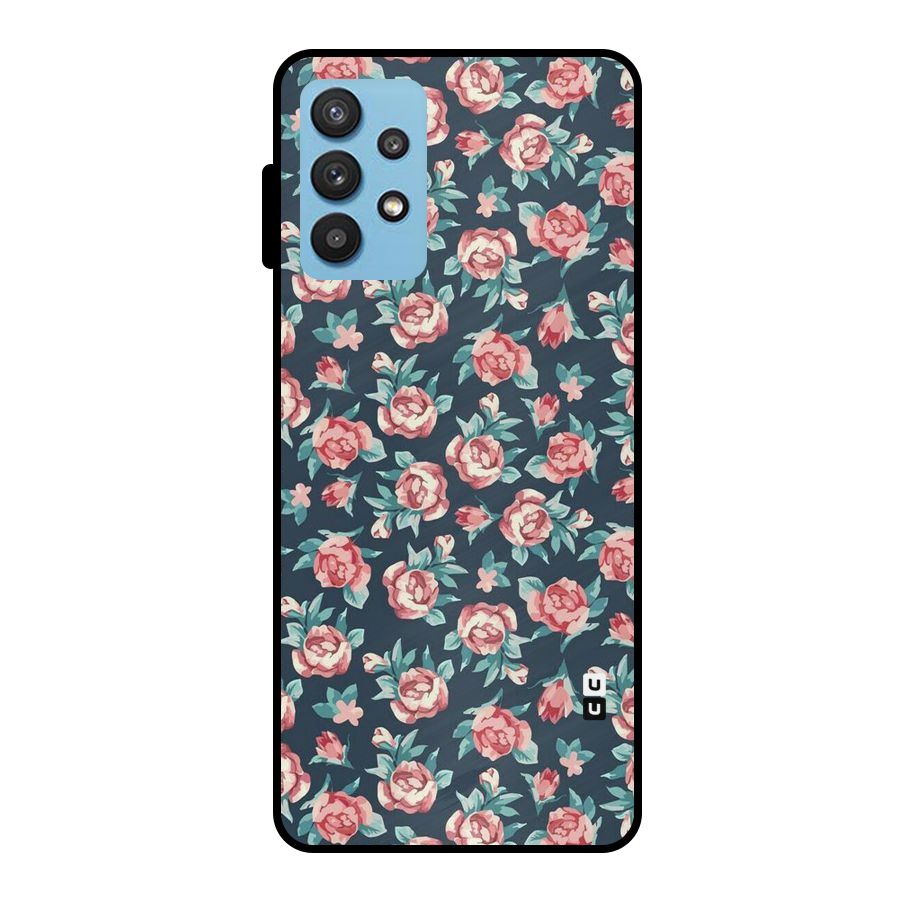 Floral Navy Bloom Metal Back Case for Galaxy M32 5G