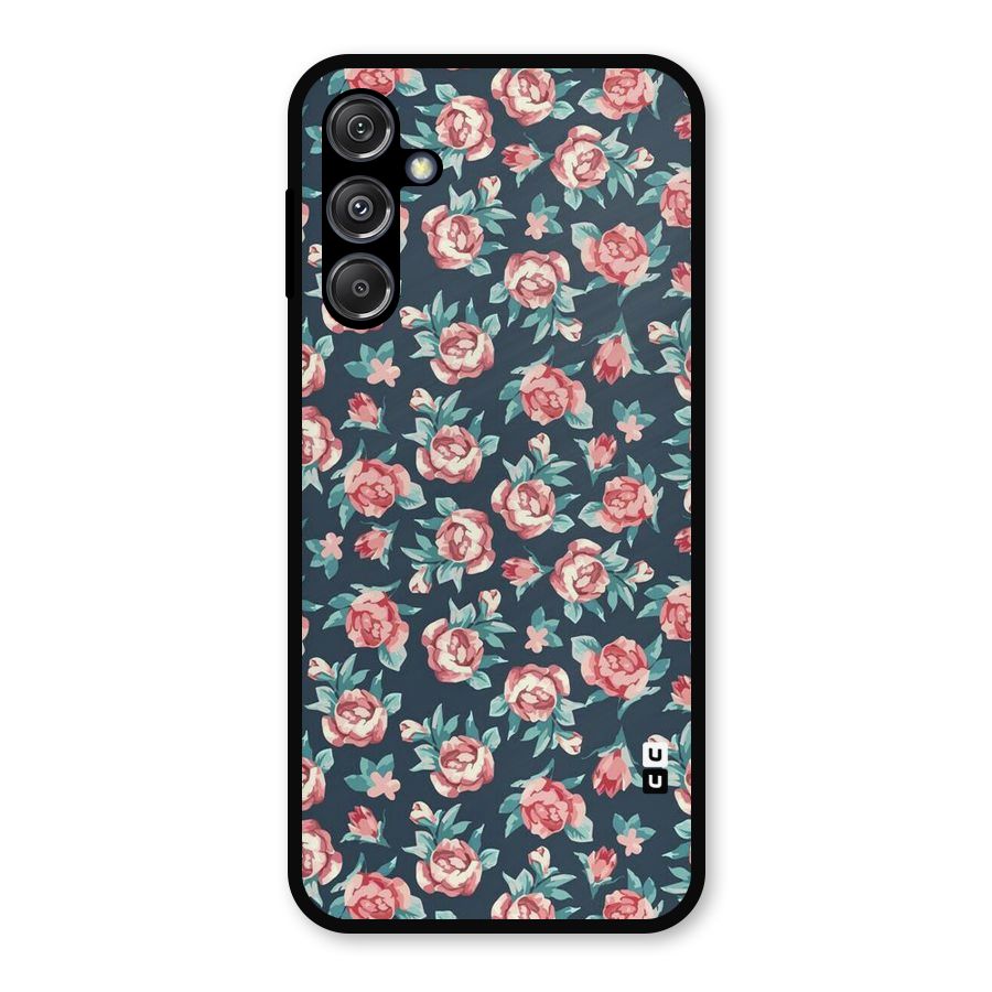 Floral Navy Bloom Metal Back Case for Galaxy M34 5G
