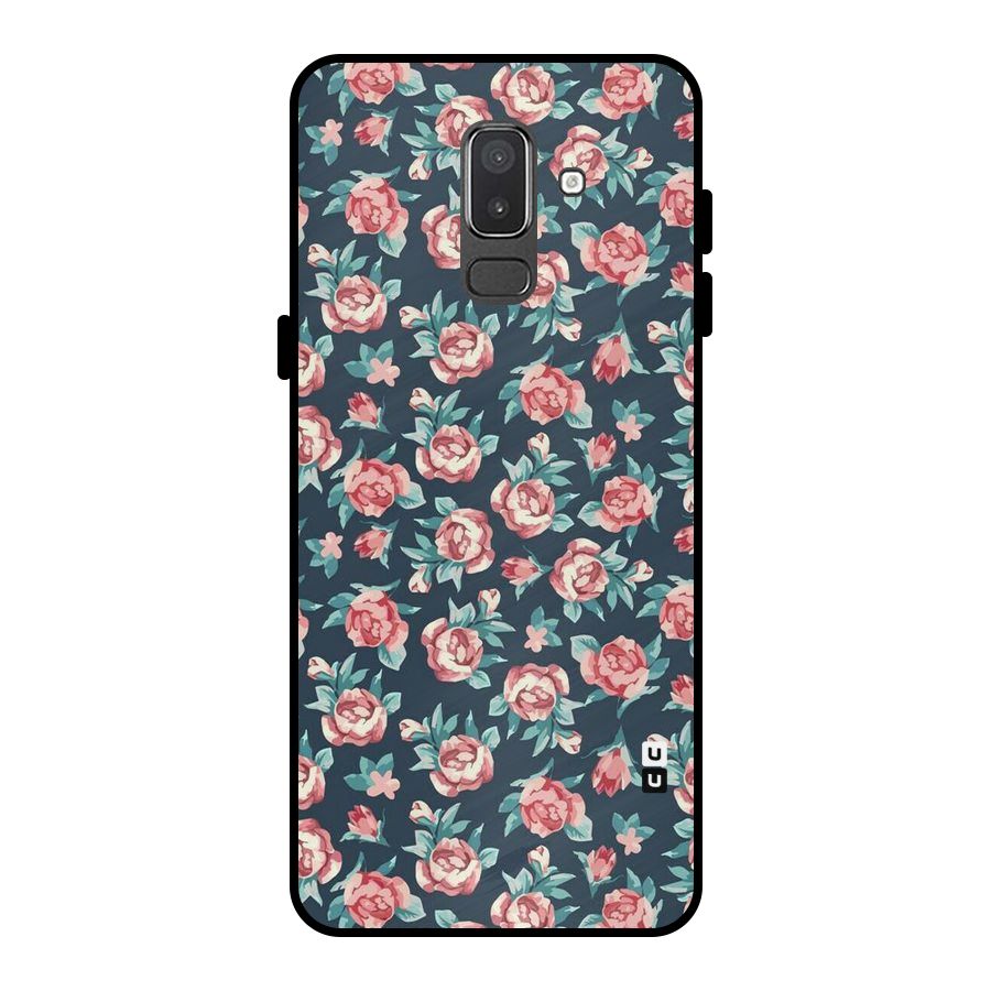 Floral Navy Bloom Metal Back Case for Galaxy On8 (2018)