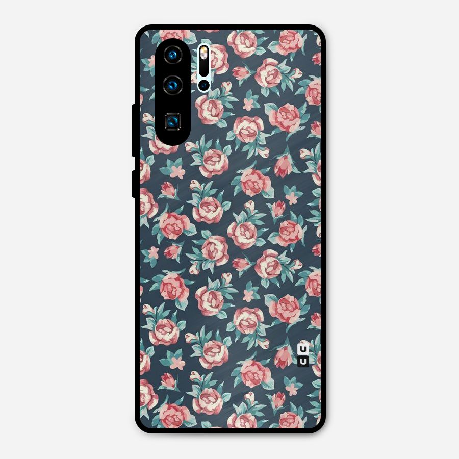 Floral Navy Bloom Metal Back Case for Huawei P30 Pro