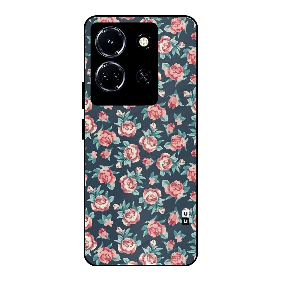 Floral Navy Bloom Metal Back Case for Infinix Note 30 5G
