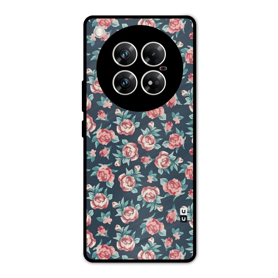 Floral Navy Bloom Metal Back Case for Infinix Zero 40 5G