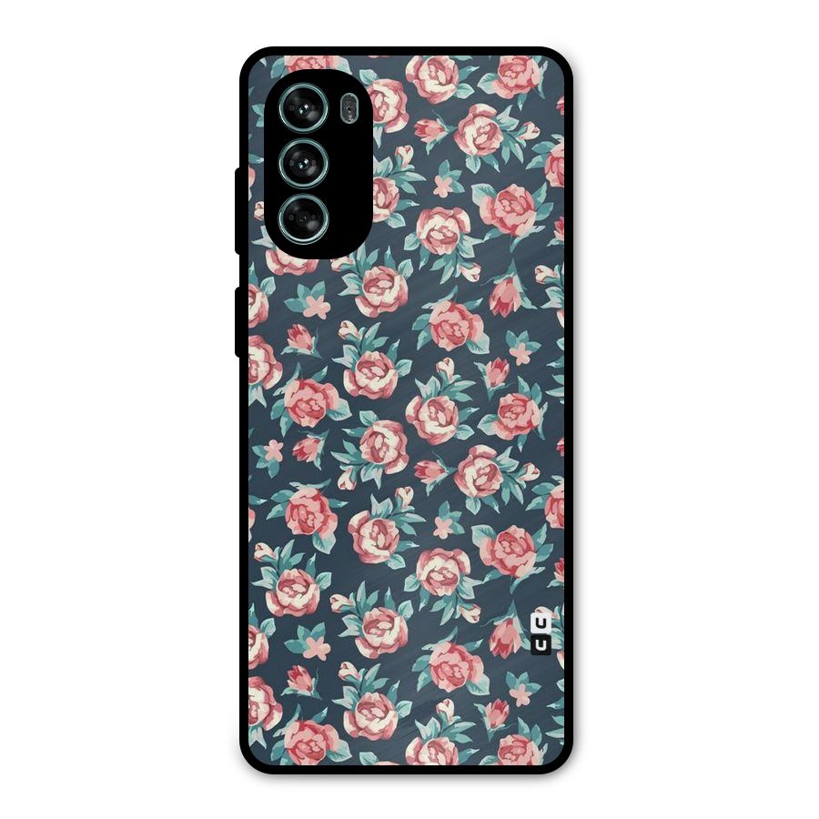 Floral Navy Bloom Metal Back Case for Moto G62