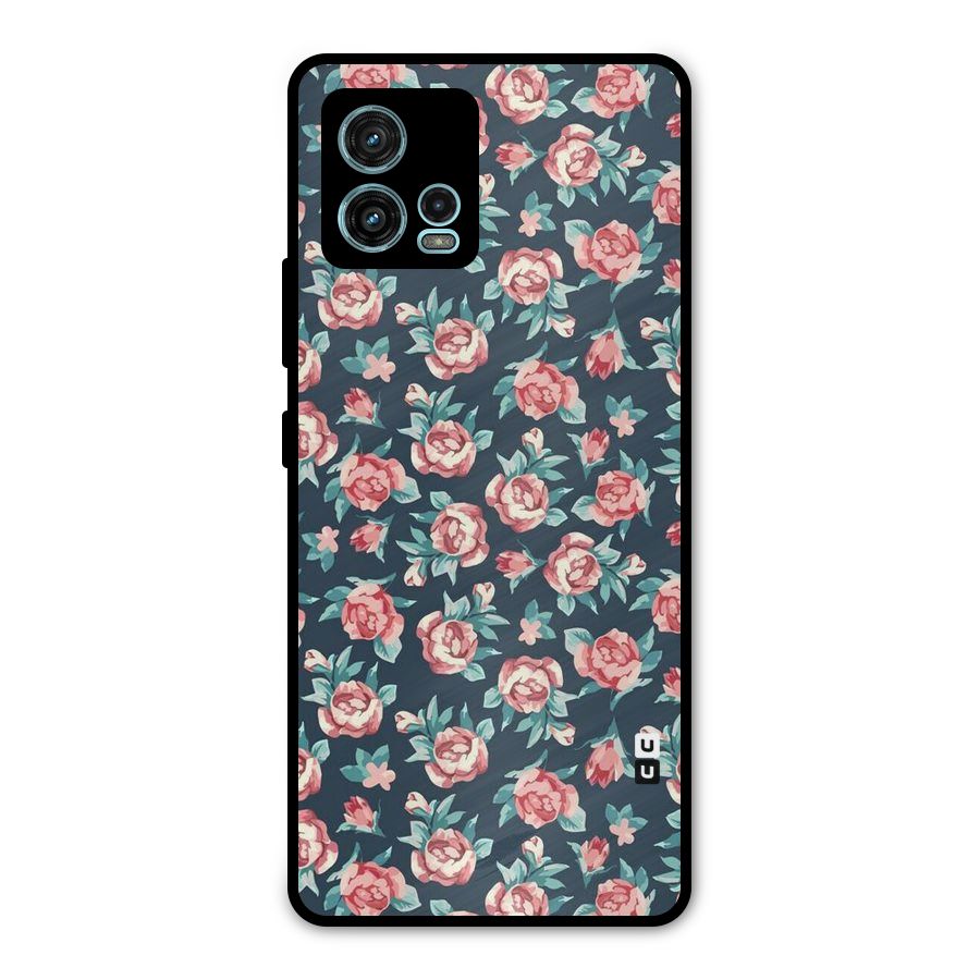 Floral Navy Bloom Metal Back Case for Moto G72