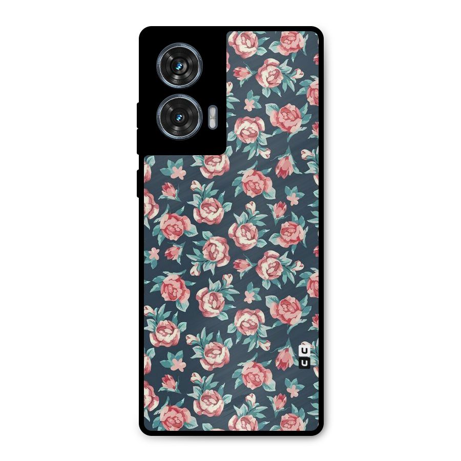 Floral Navy Bloom Metal Back Case for Motorola Edge 50 Fusion