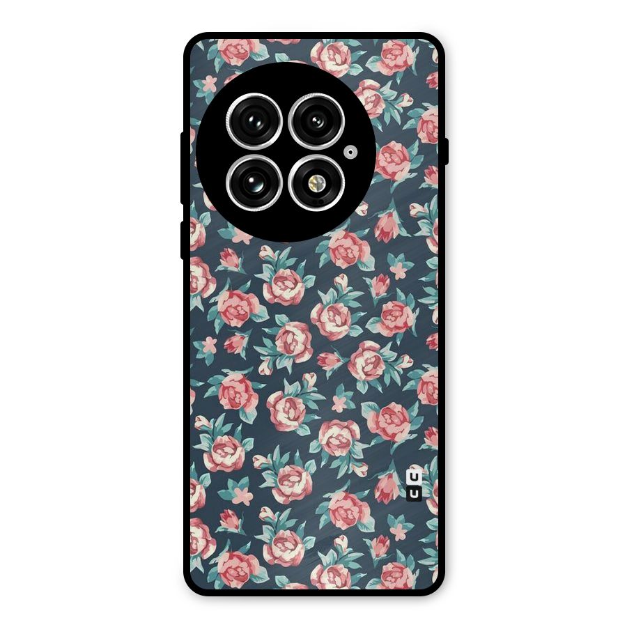 Floral Navy Bloom Metal Back Case for OnePlus 13