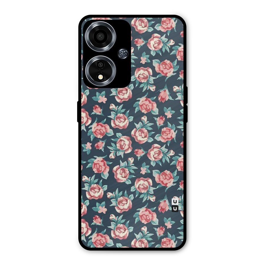 Floral Navy Bloom Metal Back Case for Oppo A59