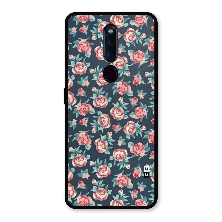 Floral Navy Bloom Metal Back Case for Oppo F11 Pro