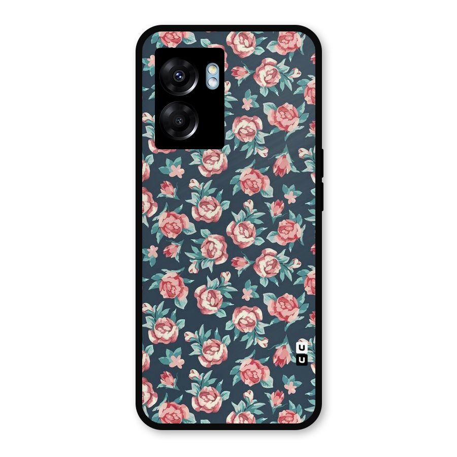 Floral Navy Bloom Metal Back Case for Oppo K10 (5G)