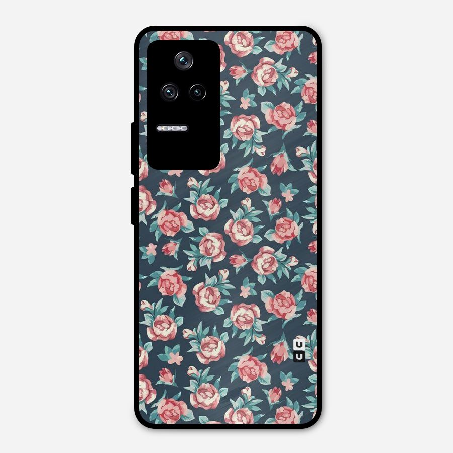 Floral Navy Bloom Metal Back Case for Poco F4 5G