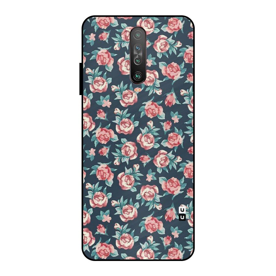Floral Navy Bloom Metal Back Case for Poco X2