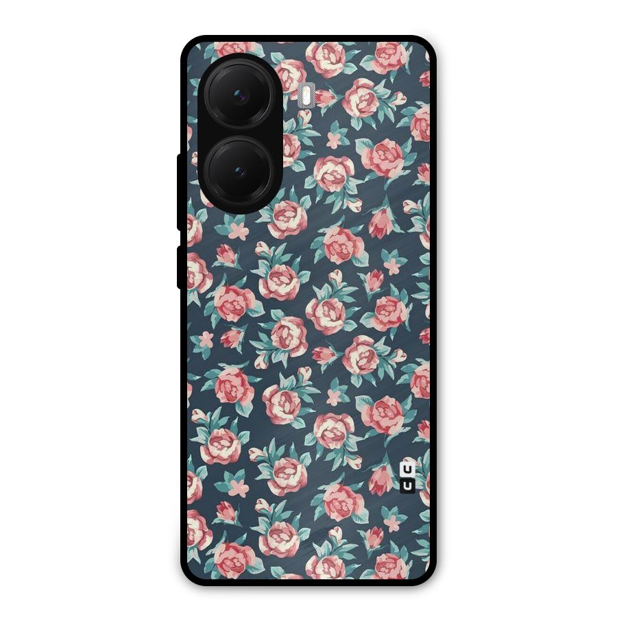 Floral Navy Bloom Metal Back Case for Poco X7 Pro