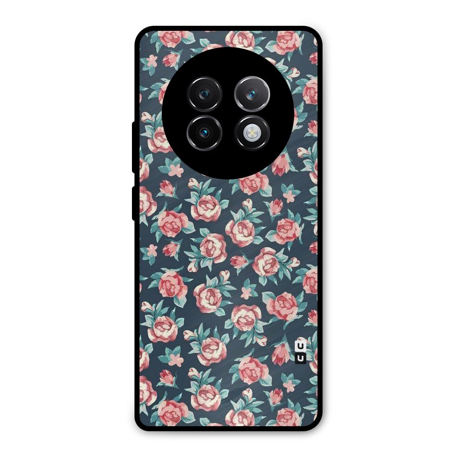 Floral Navy Bloom Metal Back Case for Realme 13 Plus